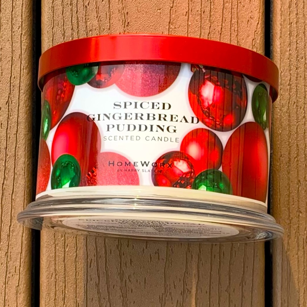 🆕HARRY SLATKIN HOMEWORX “SPICED GINGERBREAD PUDDING” 18OZ CANDLE 4-WICK NWT!!